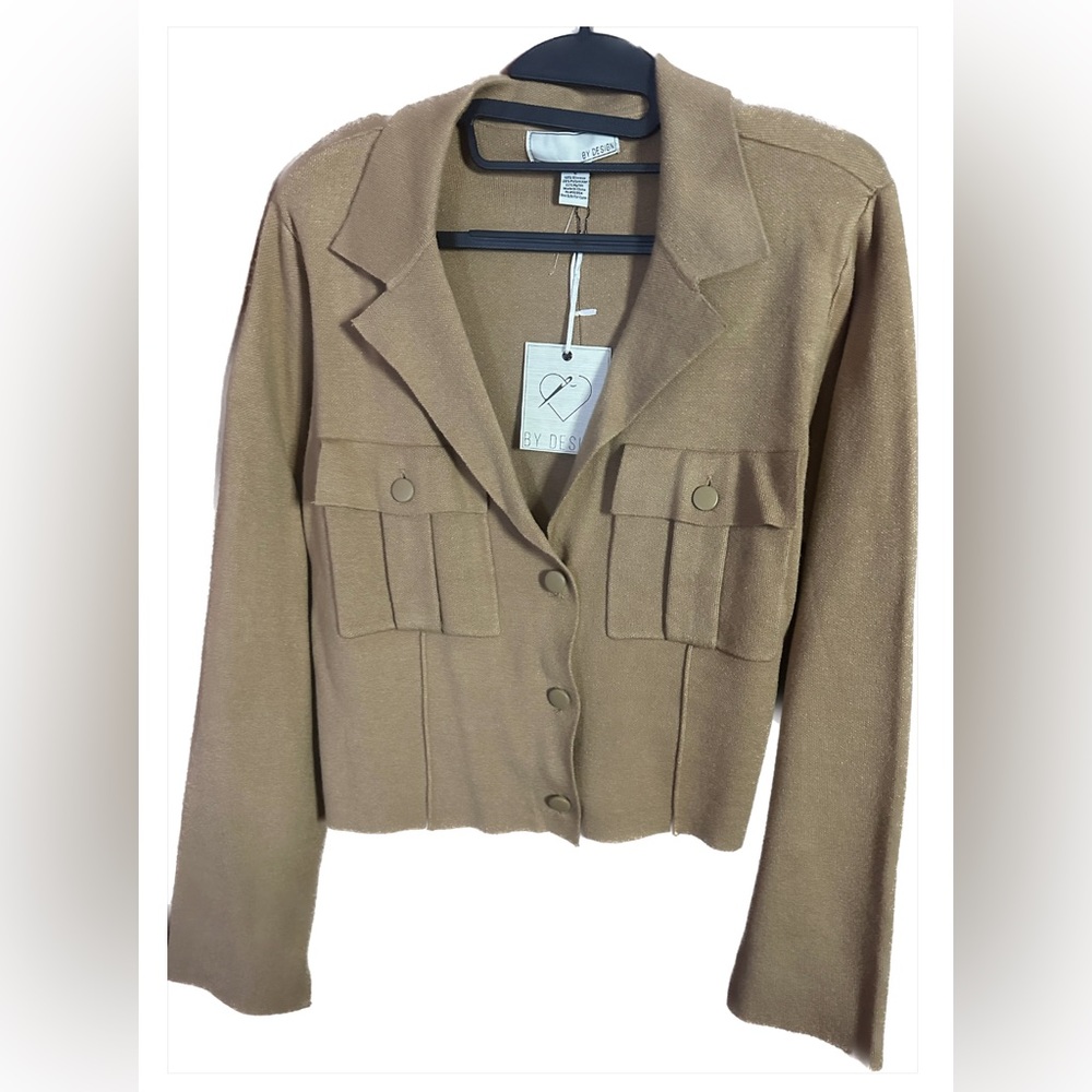 BY DESIGN tan or beige, Large size, cropped blazer